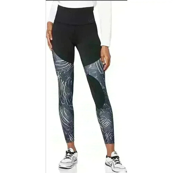 Nike Women's Power‎ Printed Training Leggings Black/Smokey Mauve,Small Pockets - Picture 2 of 6